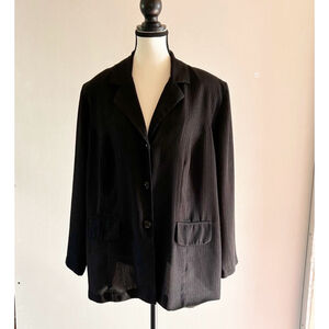 Vintage 90’s Classic Elements Blazer Size 18 Black & Silver Pinstripe Y2K